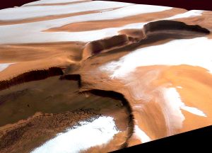Vue de glace et poussire sur la calotte polaire nord (113 ko)