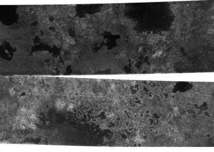 Les zones sombres de Titan observes par Cassini (109 ko)