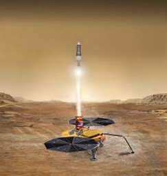 3. Le lancement de l'chantillon martien vers l'orbite martienne (38 ko)