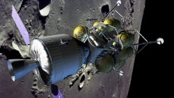 L'arrive en orbite lunaire de l'Orion et de l'atterrisseur Altair (108 ko)