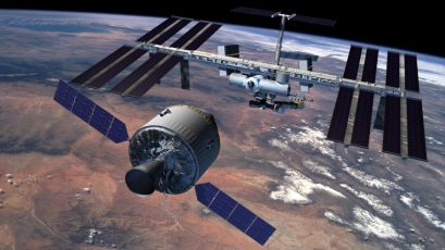 Le CEV Orion venant s'arrimer  la Station spatiale internationale (106 ko)